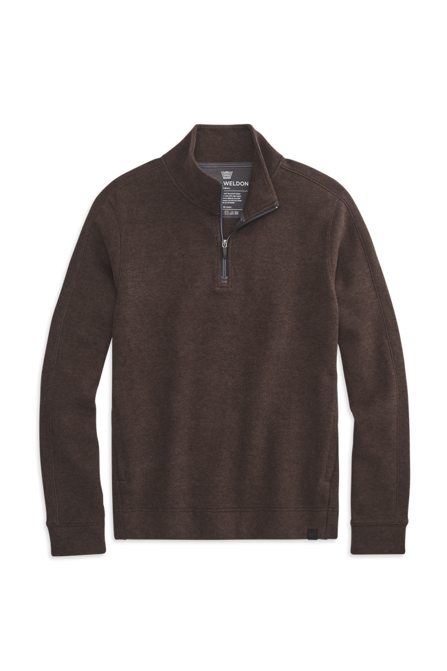 Mocha Heather | Front view of Prime Cotton Half-Zip in Mocha Heather