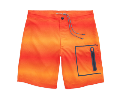 Orange Spark Pulse Stripe | Front view of Swim Board Short in Orange Spark Pulse Stripe