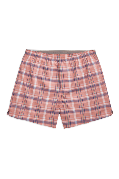 Front view of 24/7 Woven Boxer in Bermuda Sand - Madras
