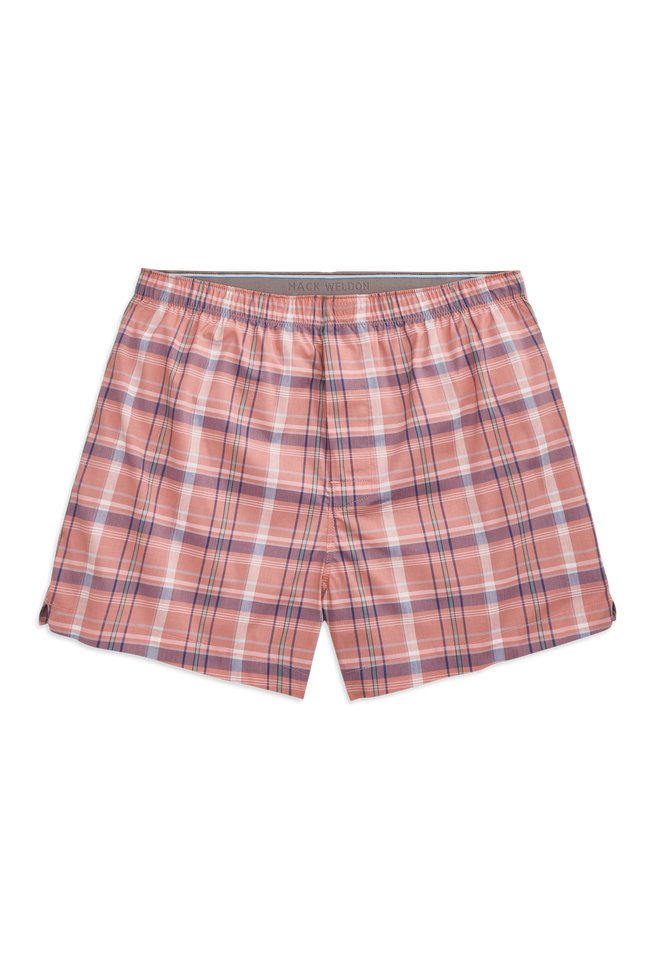 Front view of 24/7 Woven Boxer in Bermuda Sand - Madras