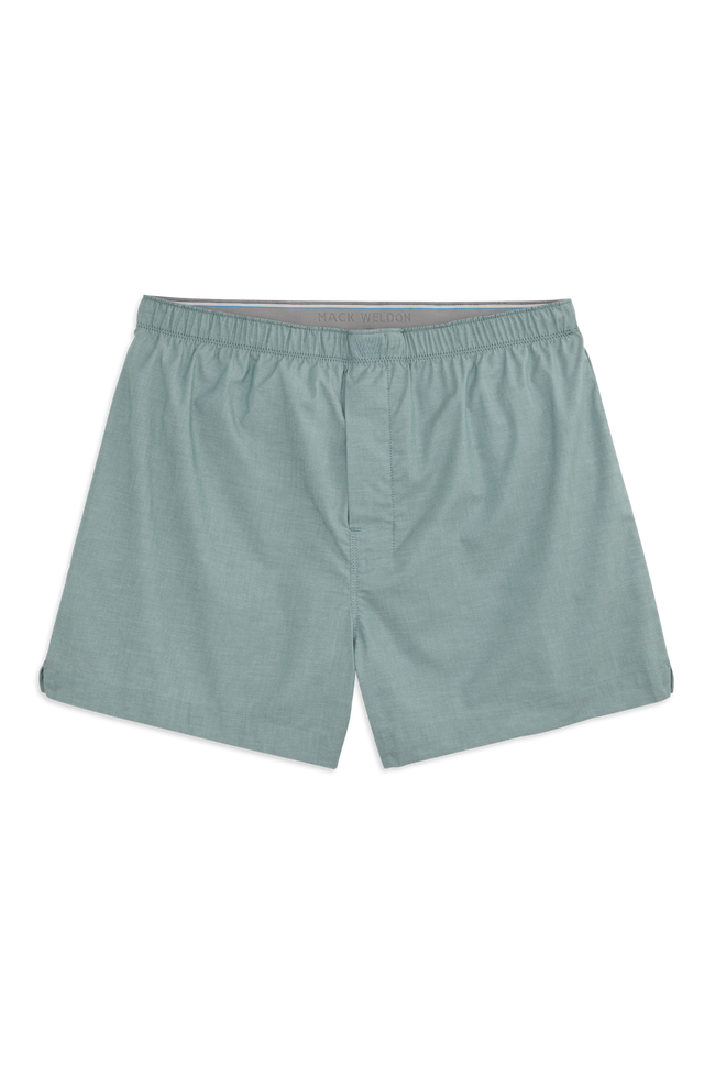 Front view of 24/7 Woven Boxer in Vetiver Heather