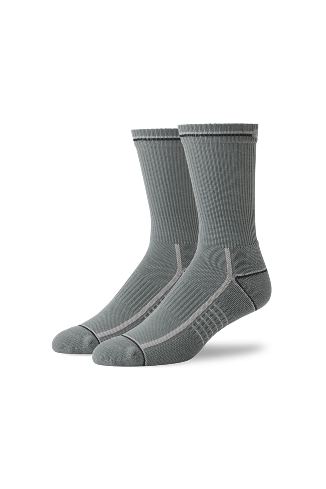 Grey Heather/Monument | Front view of AIRKNITx Crew Sock in Grey Heather/Monument