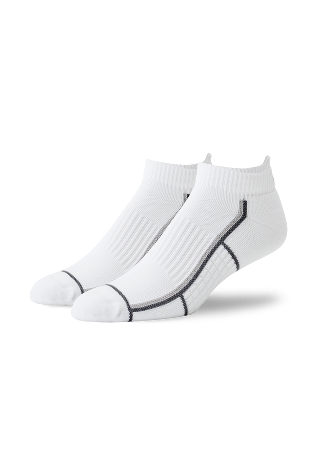 Bright White - Outline | Front view of AIRKNITx Ankle Sock in Bright White - Outline