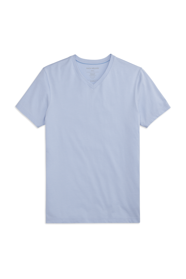 Front view-Pima V-Neck T-Shirt in First Frost