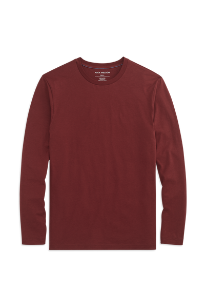 Front view of Pima Long Sleeve T-Shirt in Aged Port