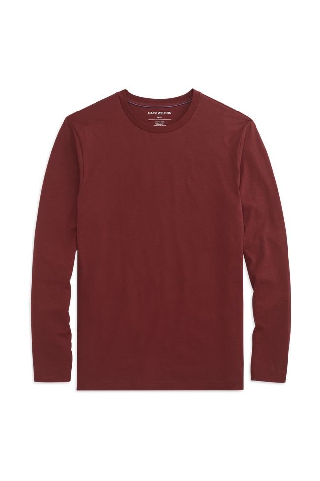 Front view of Pima Long Sleeve T-Shirt in Aged Port