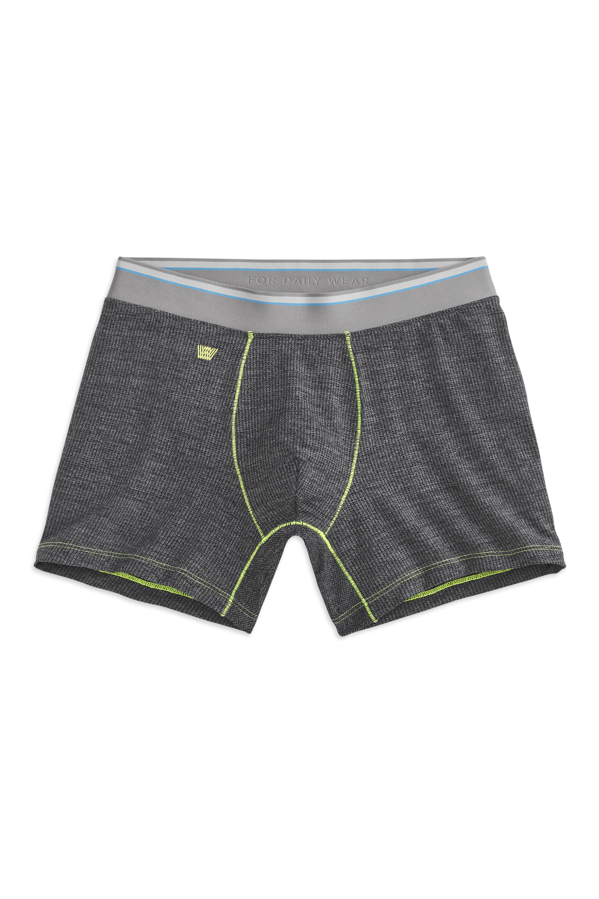 Charcoal Heather Velocity Outline | Front view of AIRKNITˣ Boxer Brief in Charcoal Heather Velocity Outline