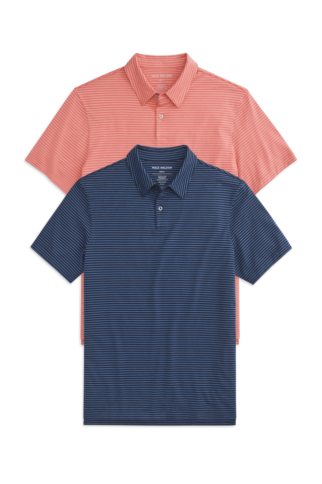 Front view of 2-Pack Pima T-Shirt Polo Navy Crosswind / Bermuda Sands
