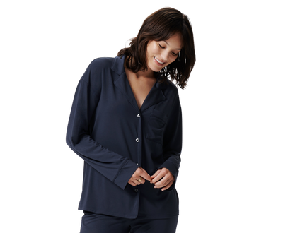 True Navy | Front view of Silver Women’s HD Pajama Top in True Navy