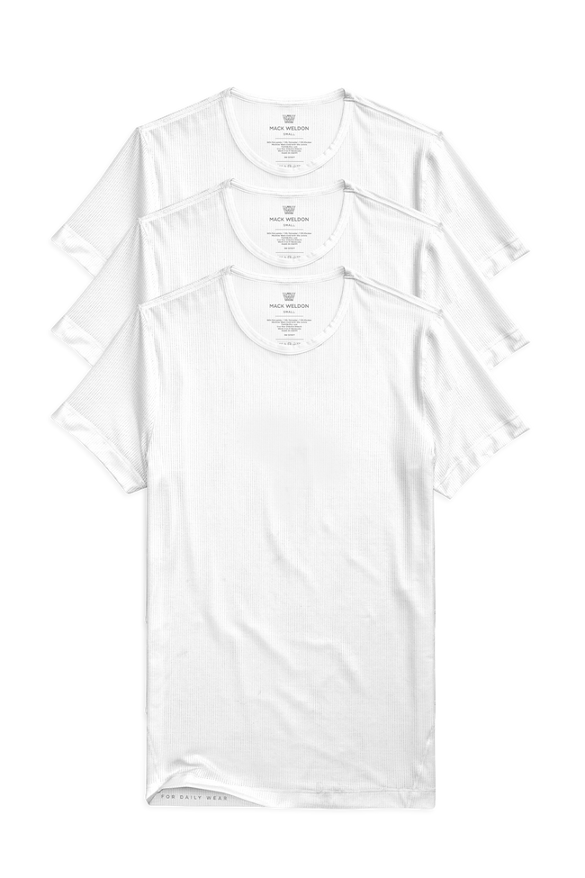 Front view of 3-Pack AIRKNITˣ Crew Neck Undershirt in Bright White