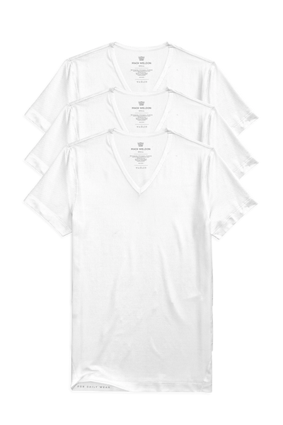 Front view of 3-Pack AIRKNITˣ V-Neck Undershirt in Bright White