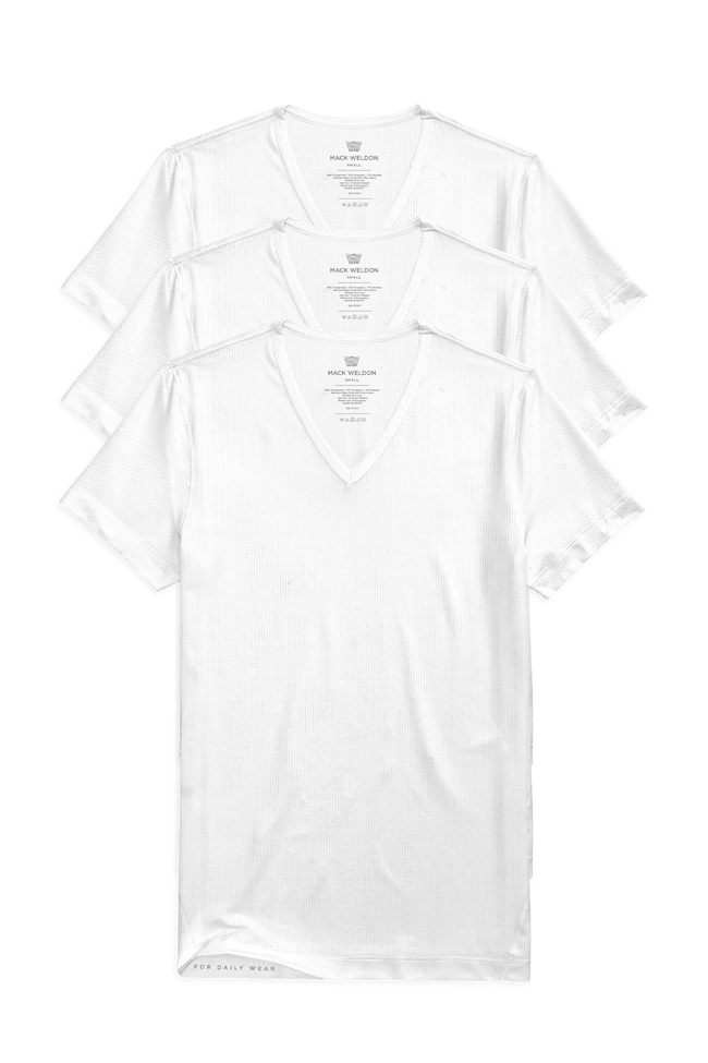 Front view of 3-Pack AIRKNITˣ V-Neck Undershirt in Bright White