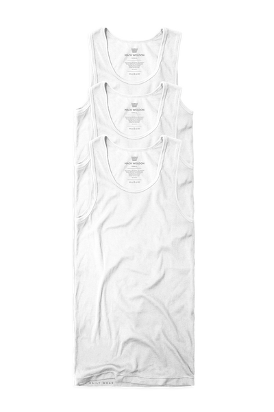 Front view of 3-Pack 18-Hour Rib Tank in Bright White