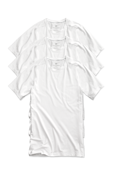 Front view of 3-Pack 18-Hour Jersey Crew Neck Undershirt in Bright White