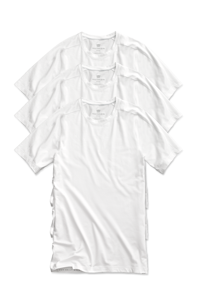 Front view of 3-Pack 18-Hour Jersey Crew Neck Undershirt in Bright White