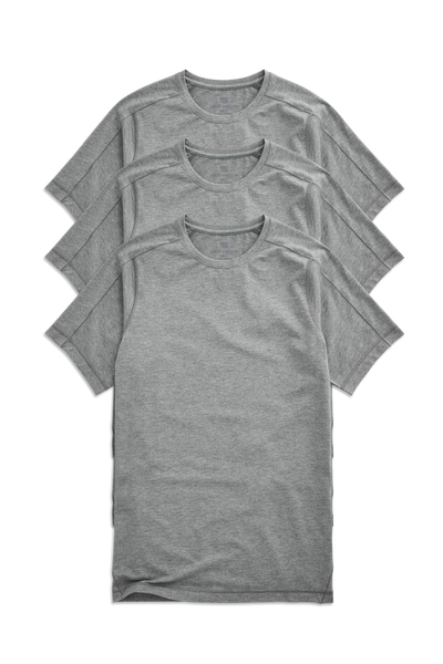 Front view of 3-Pack 18-Hour Jersey Crew Neck Undershirt in Grey Heather