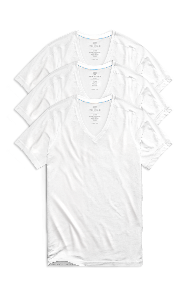 Front view of 3-Pack 18-Hour Jersey V-Neck Undershirt in Bright White