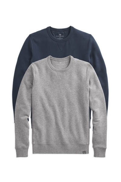 Total Eclipse / Grey Heather | Front view of 2-Pack ACE Crew Neck Sweatshirt in Total Eclipse / Grey Heather