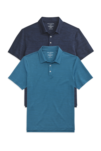 Front view of 2-pack AIRKNITˣ Polo in Typhoon Wave Runner / Total Eclipse Night Owl