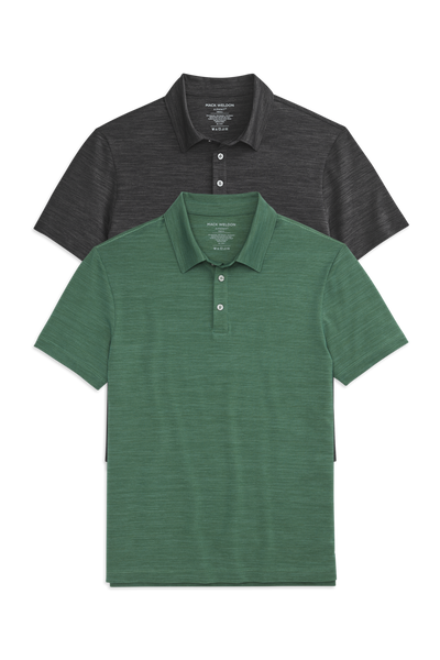 Front view of 2-pack AIRKNITˣ Polo Yew Mint Julep / Anthracite Gargoyle