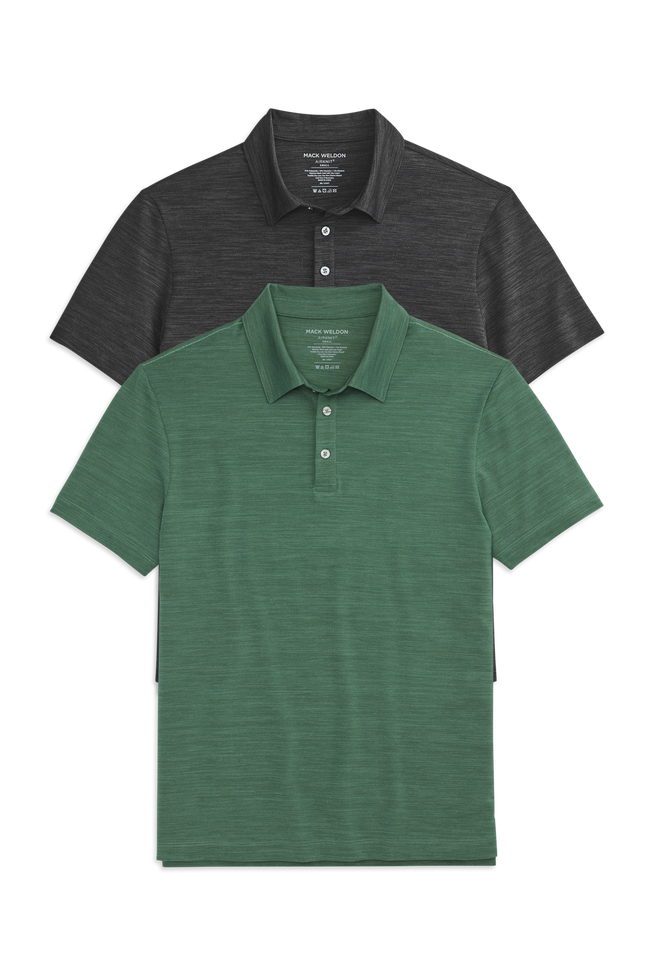 Front view of 2-pack AIRKNITˣ Polo Yew Mint Julep / Anthracite Gargoyle