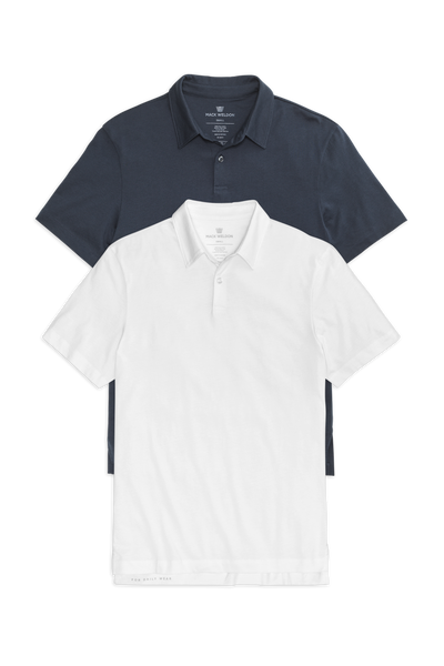 Front view of 2-Pack Pima T-Shirt Polo Total Eclipse Blue / Bright White