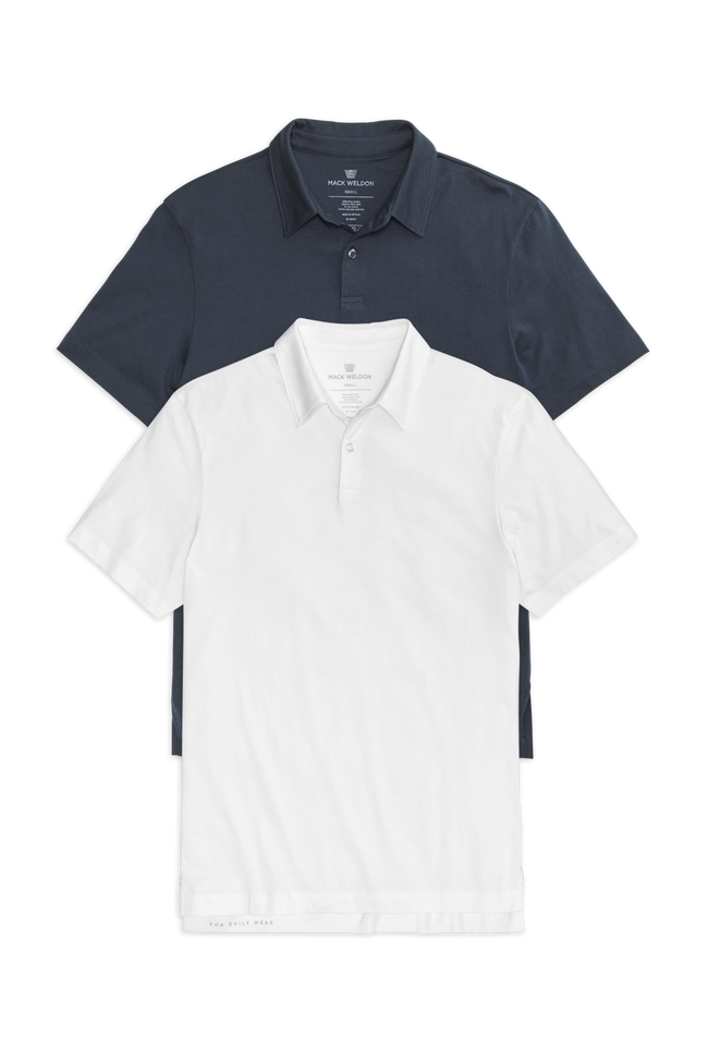 Front view of 2-Pack Pima T-Shirt Polo Total Eclipse Blue / Bright White