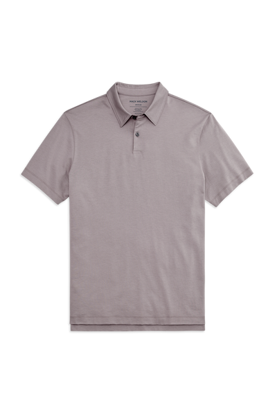 Front view of Pima T-Shirt Polo in Zinc