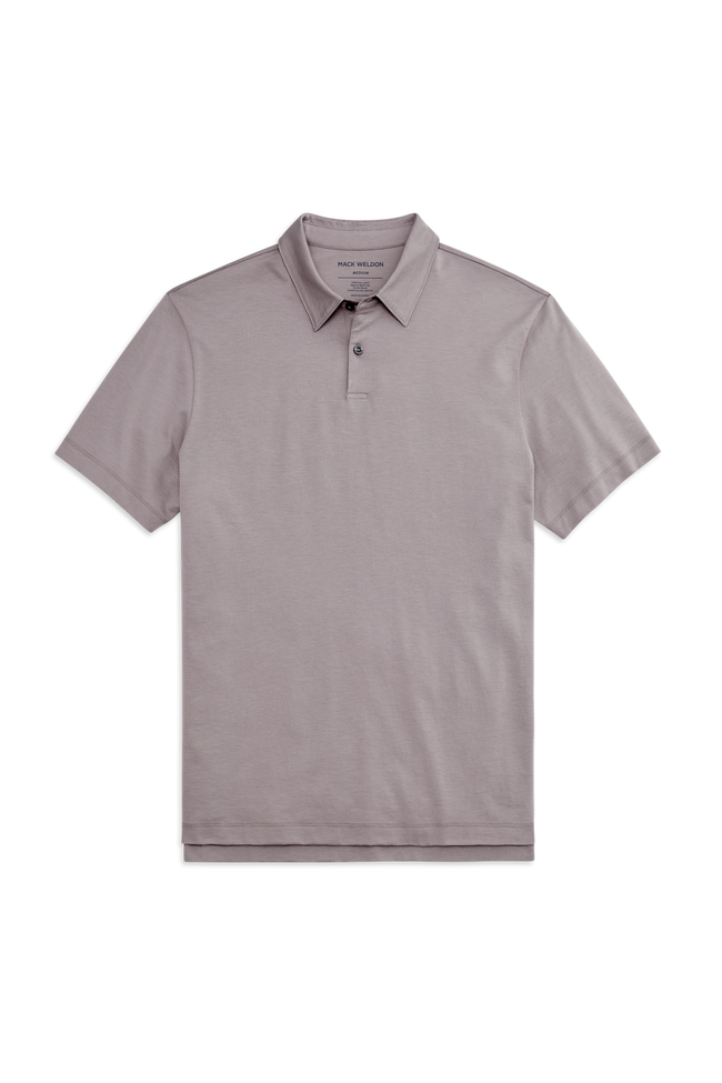 Front view of Pima T-Shirt Polo in Zinc
