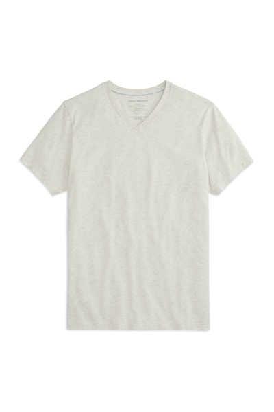 Front view of Pima V neck Tshirt in Froth Heather