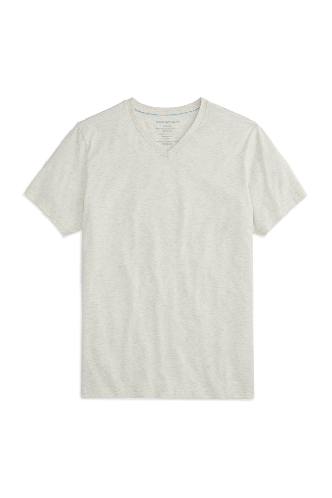 Front view of Pima V neck Tshirt in Froth Heather