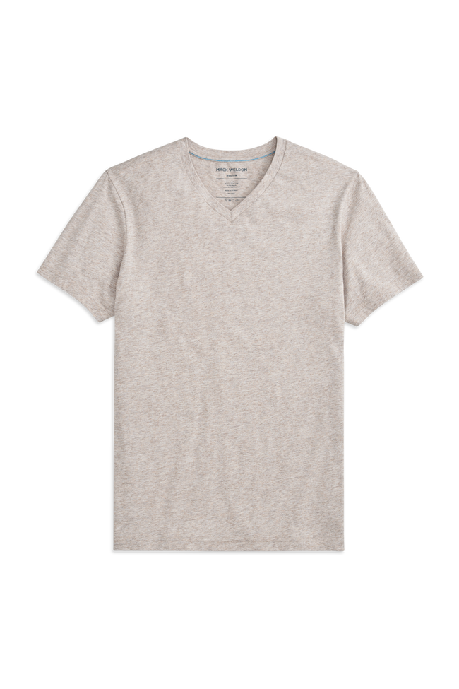 Front view of Pima V-Neck T-Shirt in Shroom Marl