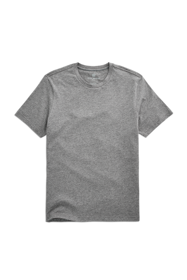 Medium Grey Heather | Front view of Pima Crew Neck T-Shirt in Medium Grey Heather