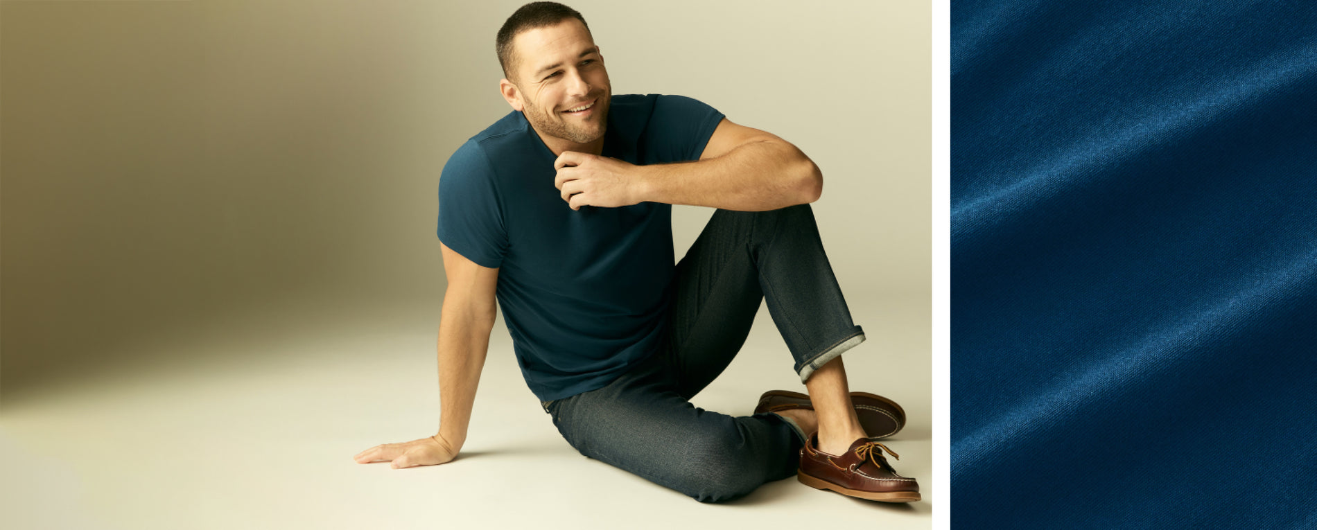 Man wearing our Pima Crew Neck T-Shirt