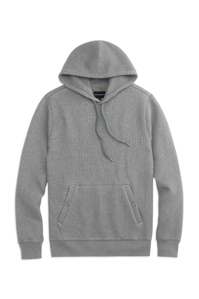 Front view of Quilted Rib Hoodie in Grey Heather