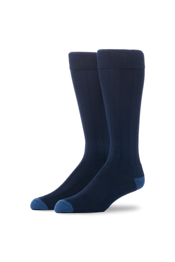 Mack Weldon Men's Premium SILVER Extended Crew Dress Socks in True Navy