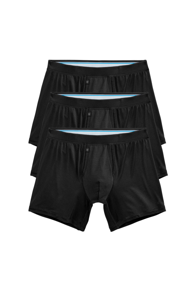 Front view of 3-Pack SILVER HD Boxer Briefs in True Black