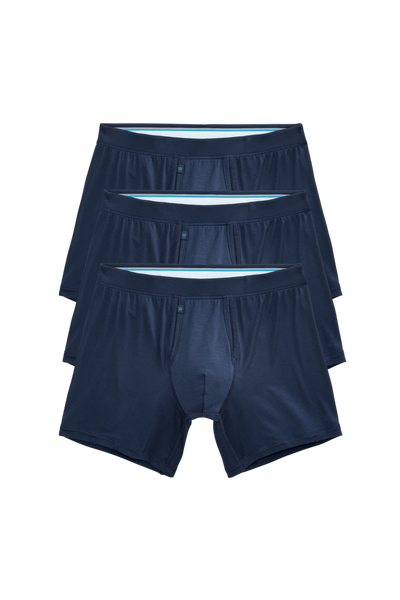 Front view of 3-Pack SILVER HD Boxer Briefs in True Navy