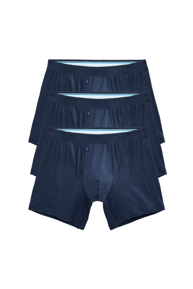 Front view of 3-Pack SILVER HD Boxer Briefs in True Navy