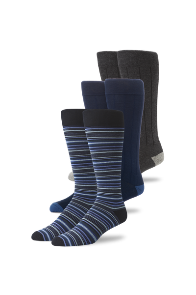 Front view of 3-Pack SILVER Extended Crew Dress Sock in Wedding Season