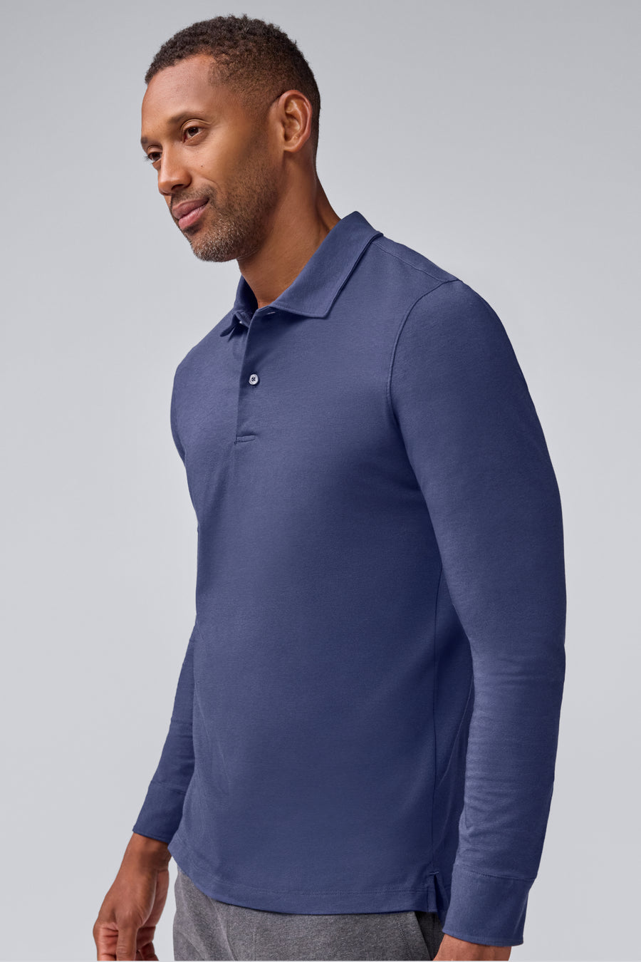 SILVER Long Sleeve Polo Chambray Shirt, Size: 2XL