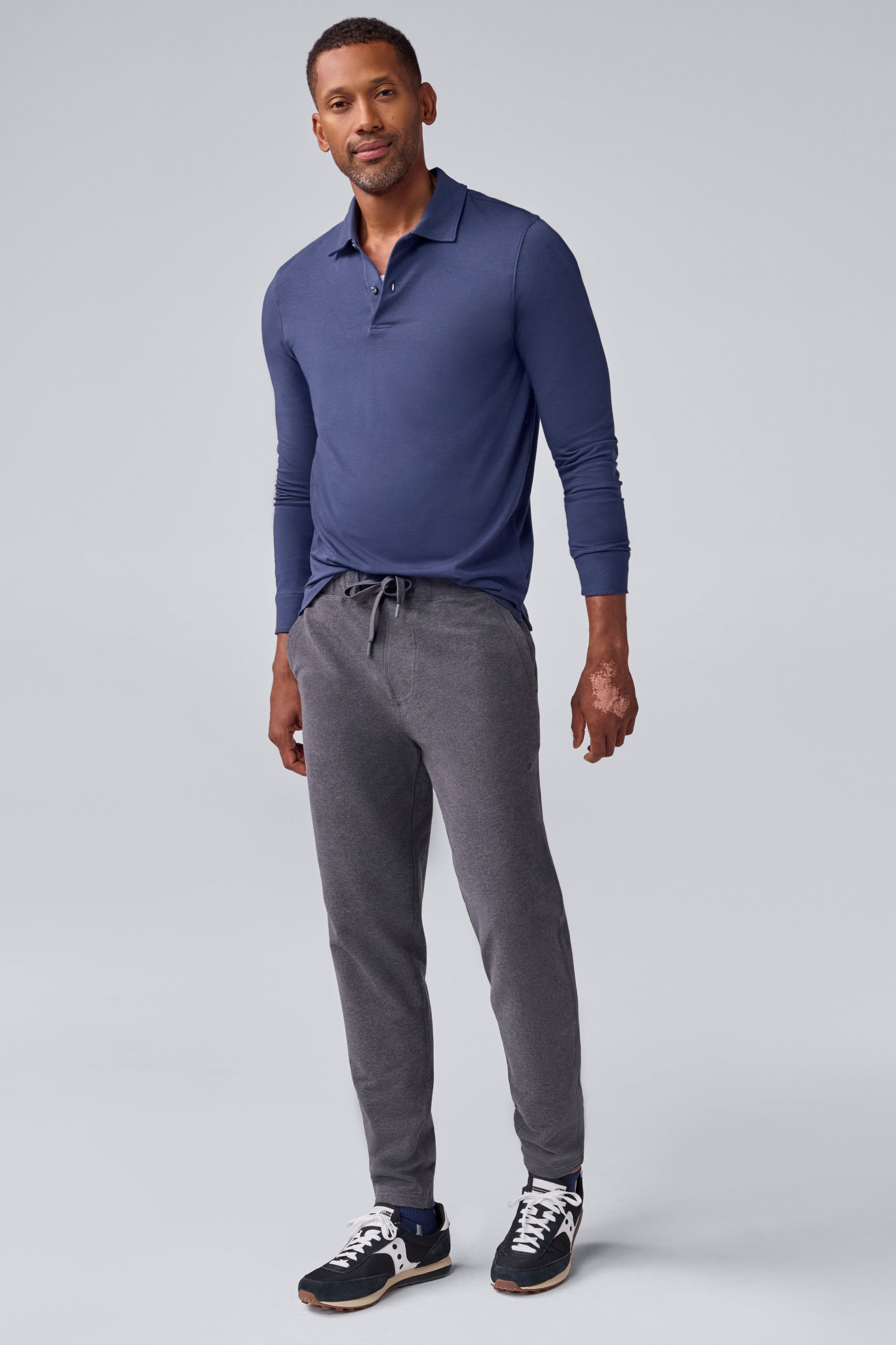 Mack Weldon SILVER Long Sleeve Polo | Luxury Anti-odor Polo