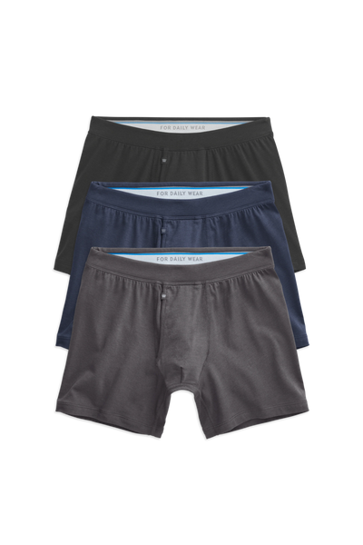 Front view of 3-Pack SILVER Boxer Briefs in Classic Combo