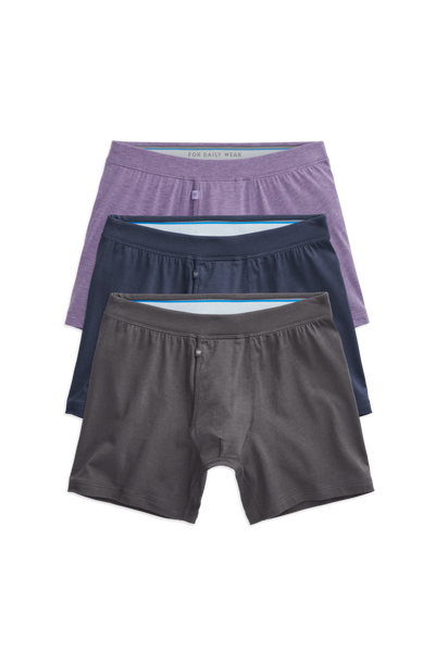 Front view of 3-Pack SILVER Boxer Briefs in Night Sky