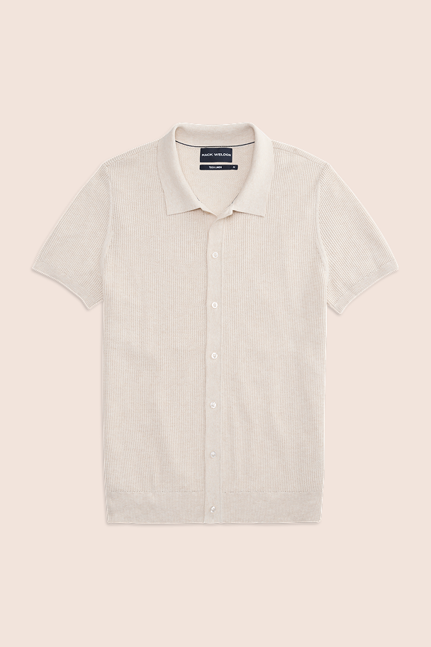 Front laydown of Tech Linen Button Up Sweater Polo