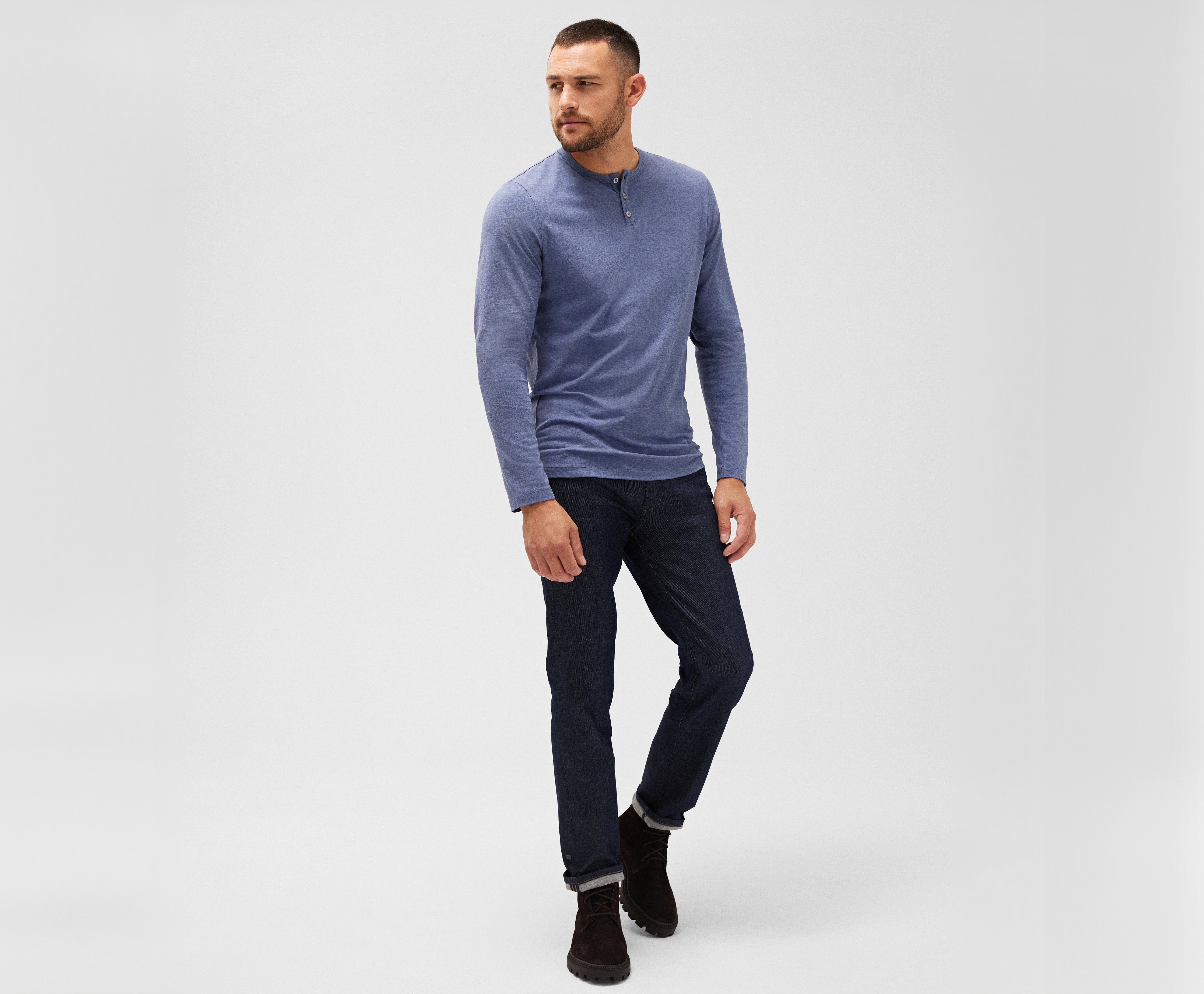 SILVER Long Sleeve Henley Lambrusco Heather