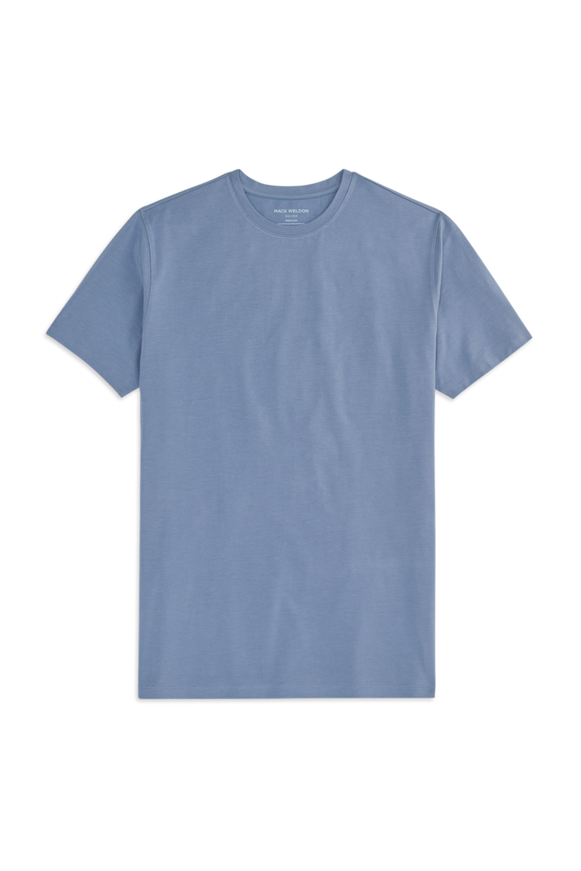 Front view of the Silver Crew Neck T-Shirt in Slate Stone