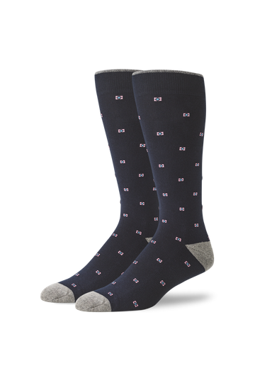 Mack Weldon Men's Premium SILVER Extended Crew Dress Socks in Night Sky/Grey Heather