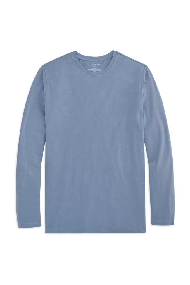 Front view of Silver Long Sleeve Tshirt in Slate Stone
