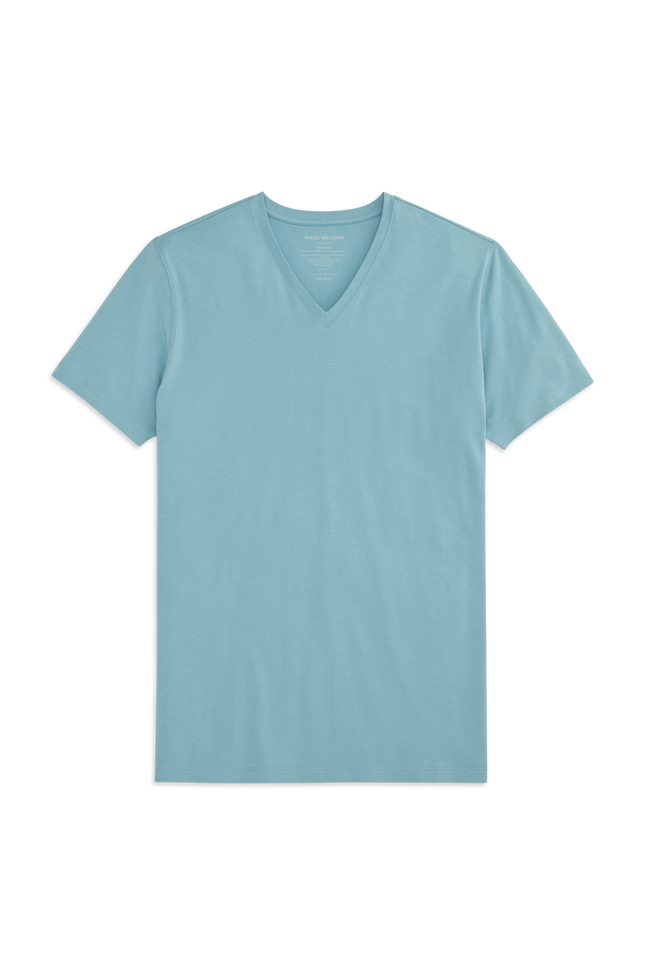 Front view of Silver V Neck Neck T-shirt in Porcelain